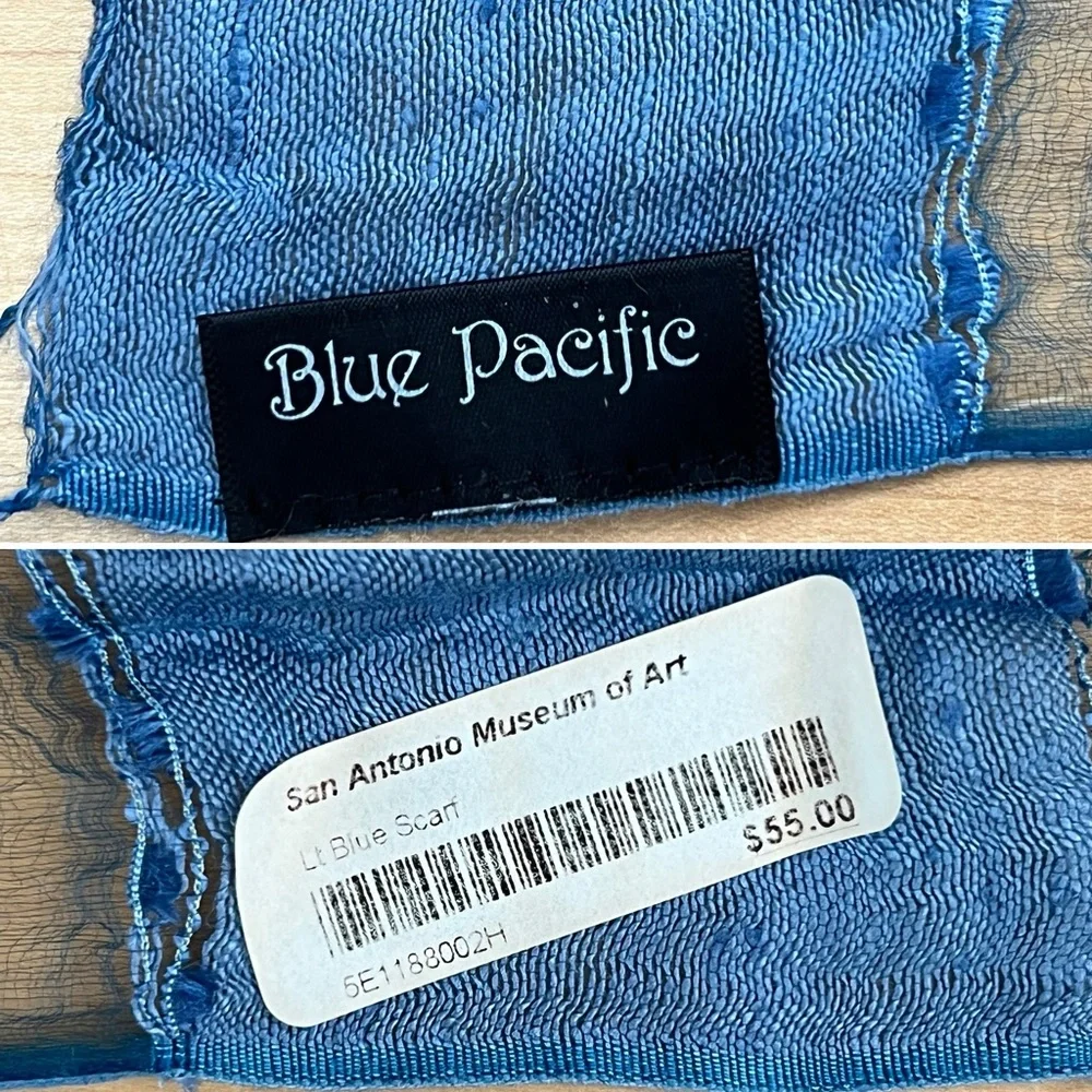 🪺New HAND WOVEN SILK PANEL SCARF/SHAWL-by BLUE PACIFIC | Vintage Denim Blue - Picture 12 of 17